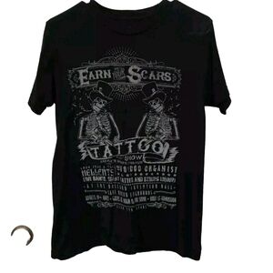 Serpentine By Sourpuss Tattoo Skeletons Earn Your Scars Black Graphic Tee Mens S
